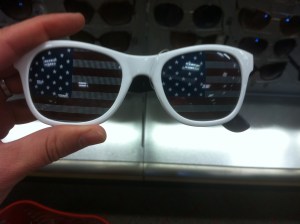 While I was tempted to get these stylish American flag shades, I decided to err in a less "in your face" on my face approach.
